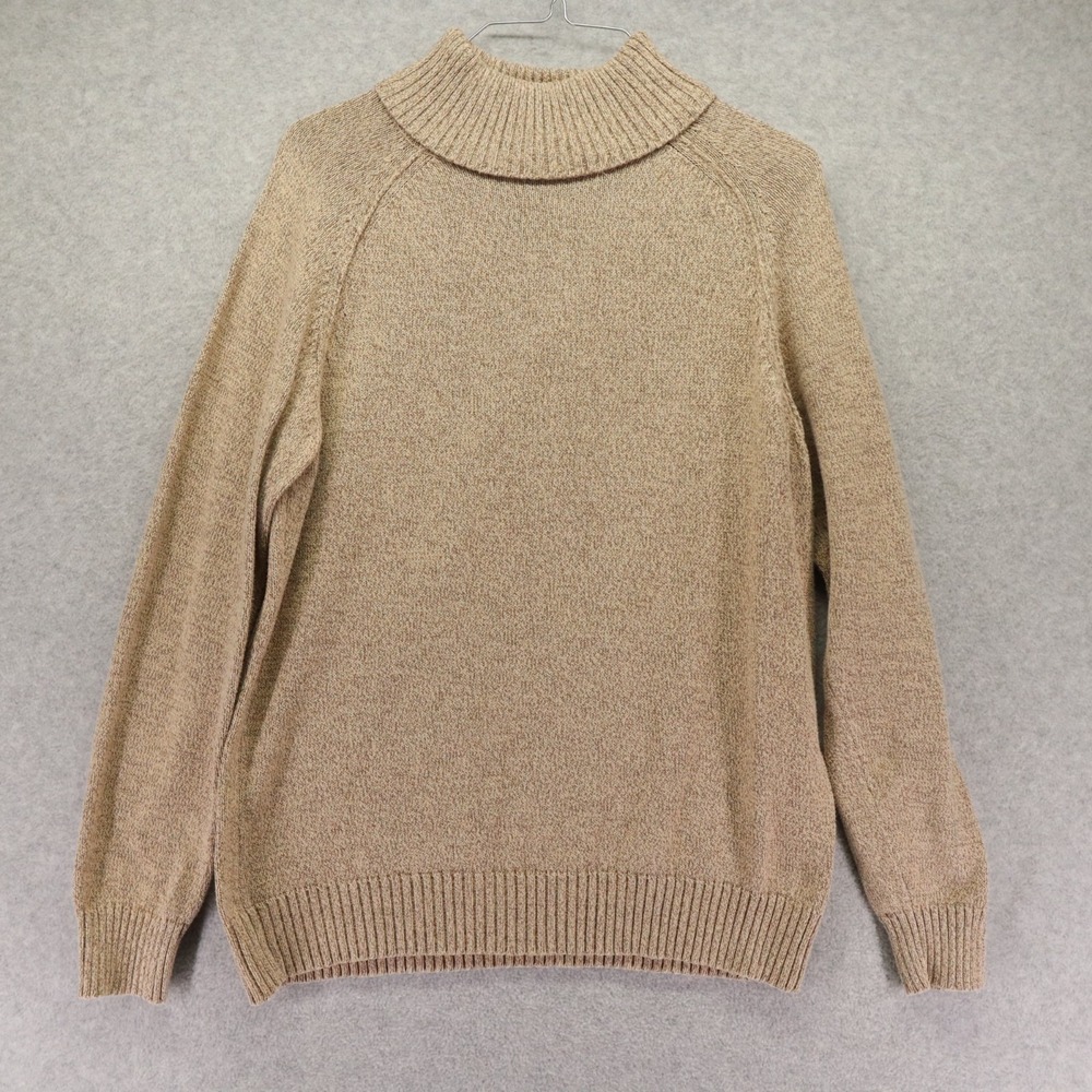 Karen Scott Sweater Womens Medium Cowl Neck Pullover Knit Casual Tan Long Sleeve